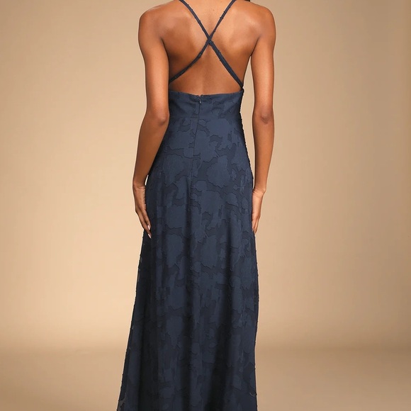 Lulus Let There Be Romance Navy Blue Burnout Floral Maxi Dress - Picture 2 of 4